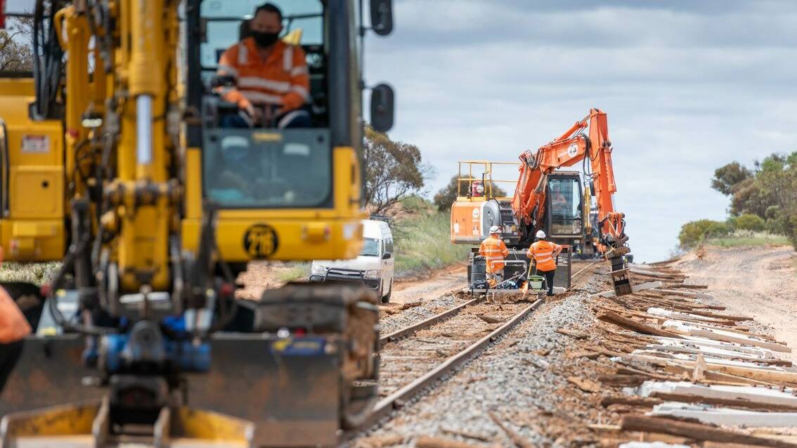 Re-sleepering on the Murray Basin Rail Project - now south-west Victorian authorities groups want a similar upgrade to the Maroona-Portland rail line. Picture supplied