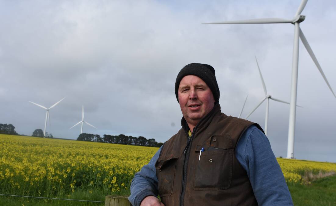 Victorian Farmers Federation Livestock Council vice-president Scott Young sees the on-off payment for electricity transmission lines as an anomaly. Picture by Andrew Miller.
