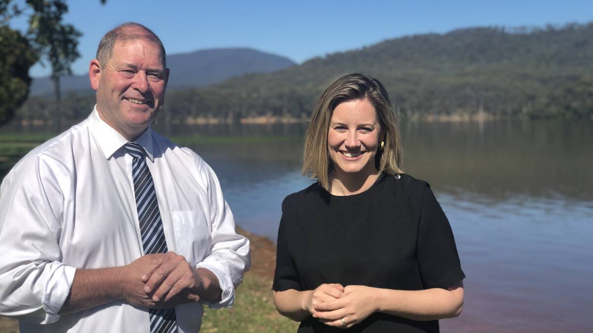 GAME CHANGER: Ovens Valley Nationals MP Tim McCurdy and Opposition Water spokeswoman Steph Ryan at Lake Buffalo, which they believe should be expanded.