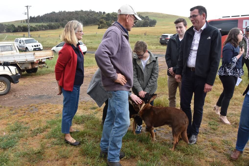 PREMIER VISIT: Premier Dan Andrews discusses farming matters with Don and Goldie Rowe.