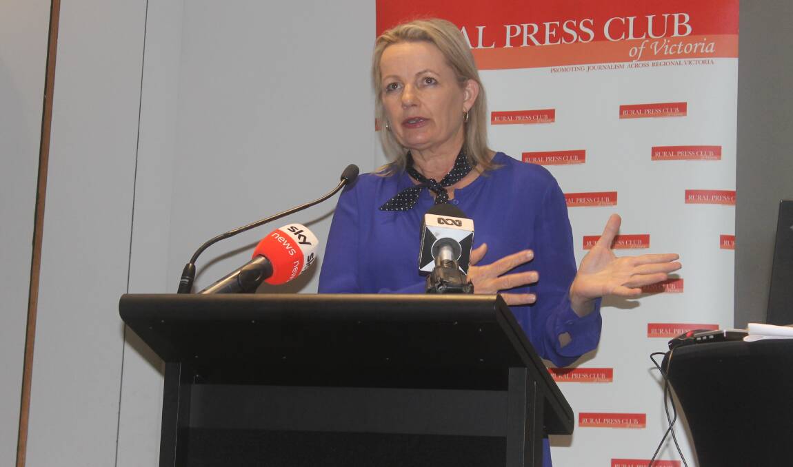 WATER CONCERNS: Federal Environment Minister Sussan Ley addresses the Rural Press Club of Victoria.