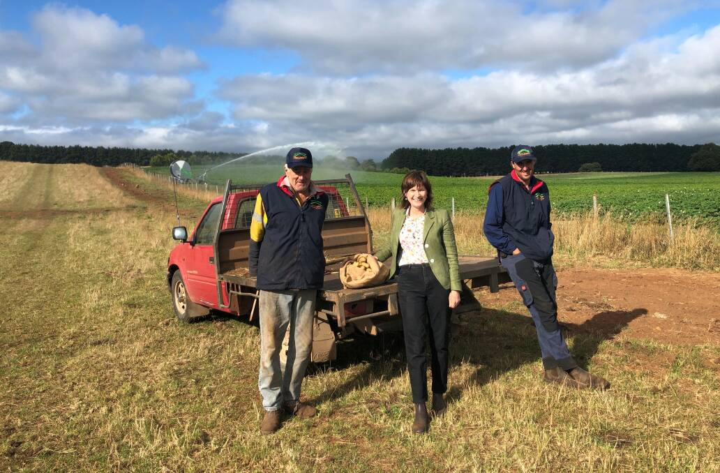 ENERGY GRANTS: Agriculture Minister Mary-Anne Thomas with the Dunns, North Blackwood. The Dunns have gained a Agricultural Energy Investment Plan grant.