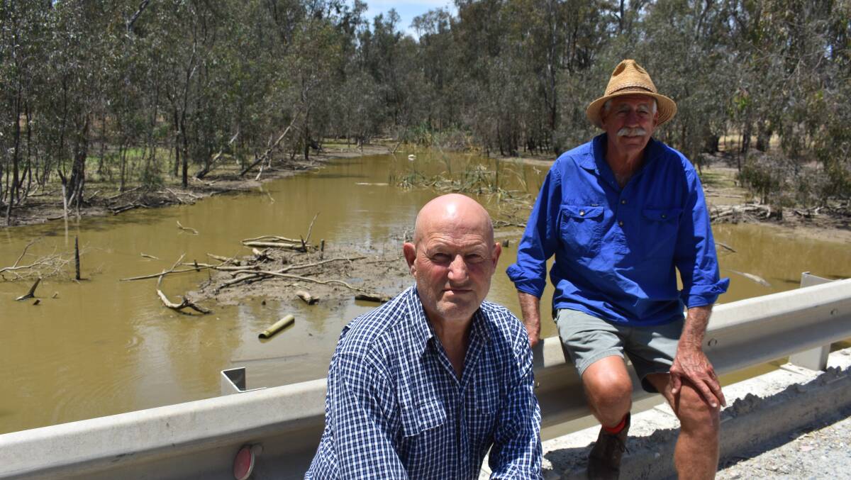 Cliff Downey, Redgums Red Angus, and Mark Haydon, both of Yambuna, are among a group of farmers pressing for environmental flows for the Yambuna Creek, near Echuca. Picture by Andrew Miller