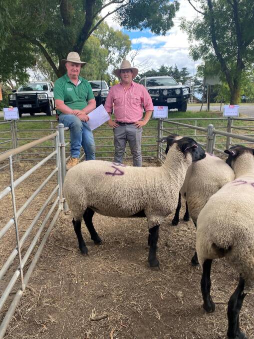 Nutrien Ag Solutions livestock agent, John Robson, Kyneton, and Elders agent Dean Coxon will preside over the second Suffolk ewe and ram auction. Picture supplied.