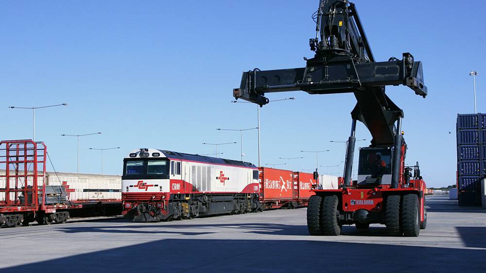 Australian Red Lentils uses rail to send containers, carrying pulses, to the Port of Melbourne. Picture by Andrew Miller