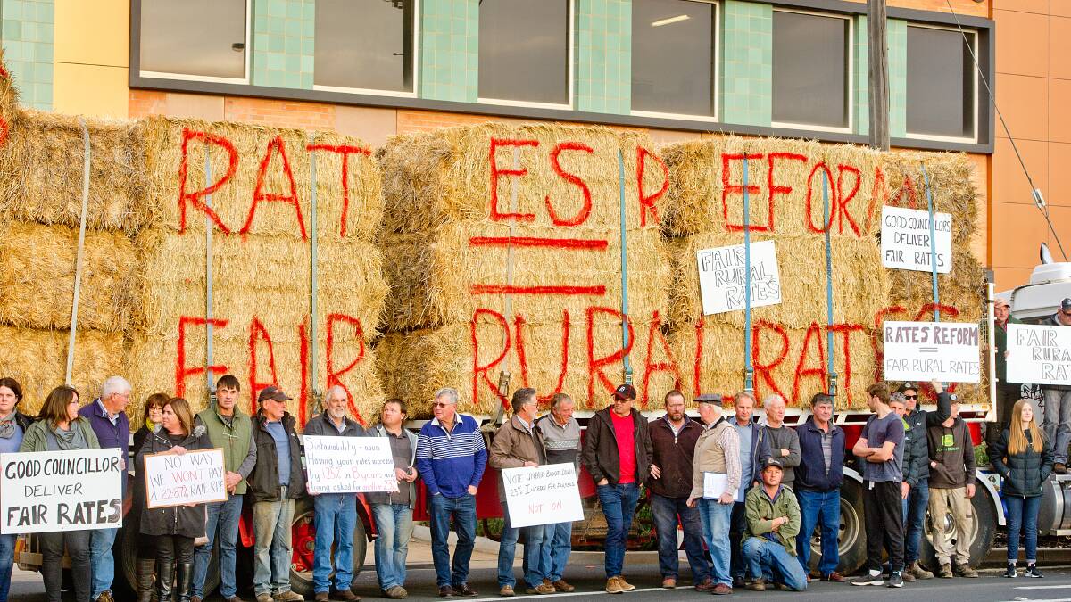 RATES PROTEST: In July, farmers protested outside the Mildura Rural City Council, over a sharp increase in rates.