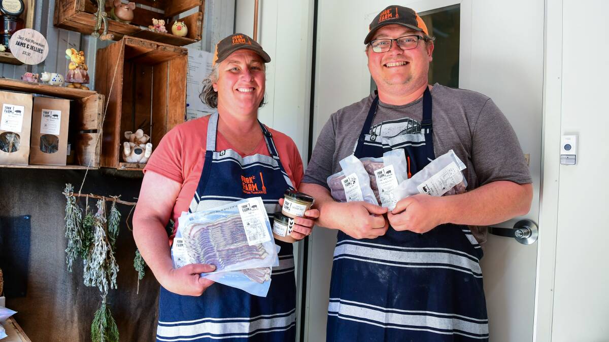SURVEY WELCOMED: Fork It Farm's Daniel and Kim Croker run heritage-breed Berkshire pigs for pork and charcuterie products. Mr Croker welcomed the Sprout Tasmania survey.
