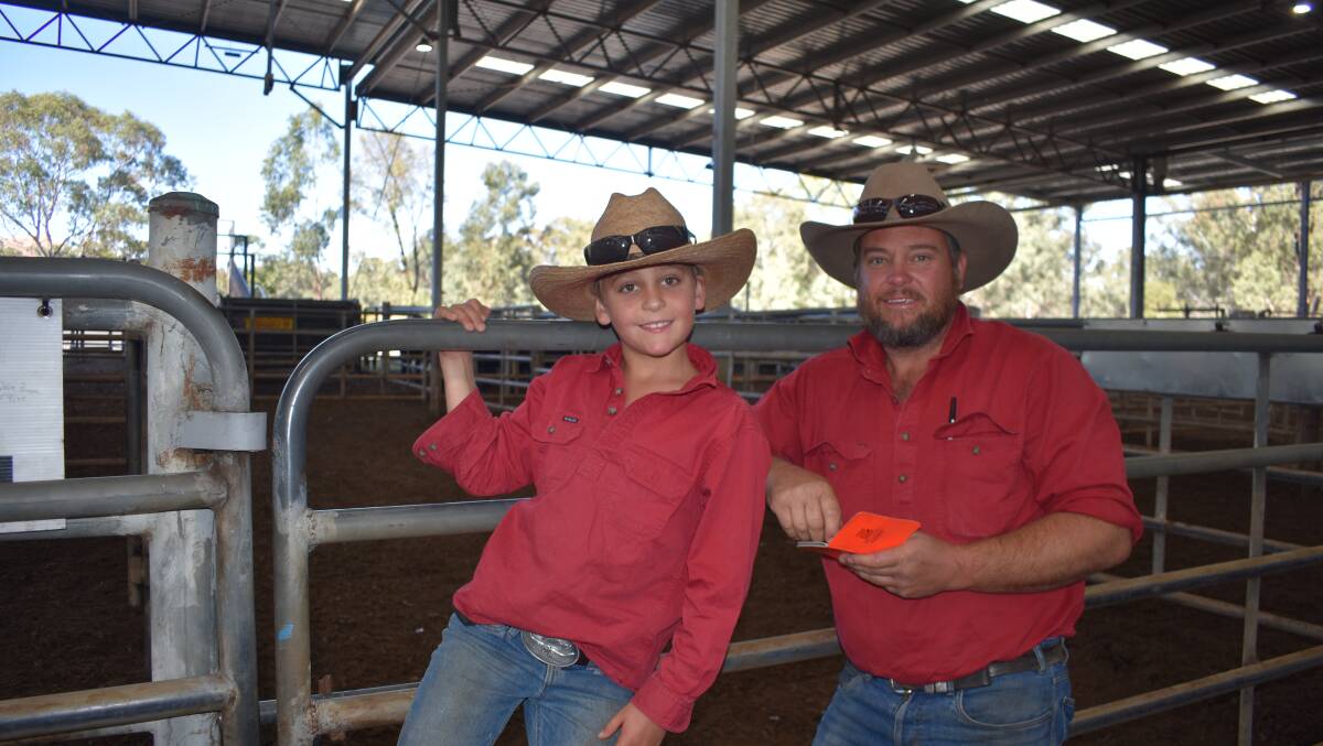 Stuart and Harry Ollett, eight, Tooboorac, were looking to buy Angus steers, to fatten. "You can be lucky on the day," Mr Ollett said.