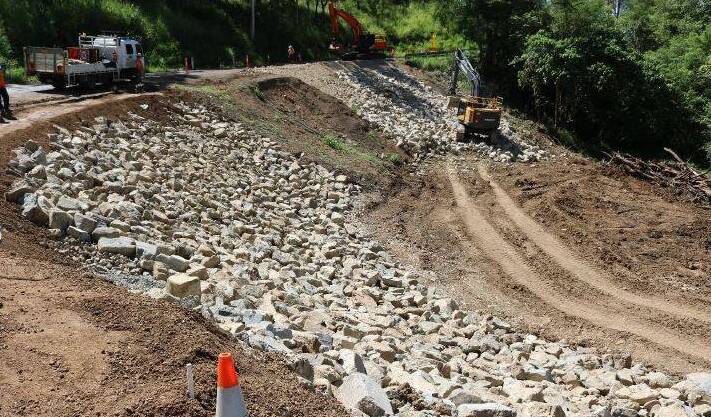 Over 2000 tonnes of rock were added to one embankment to stabilise it. Photos by Techmuster.