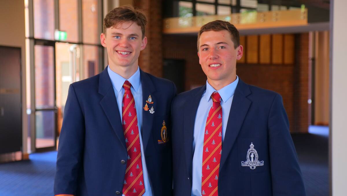 Joe Madden, right, with 2021 TSS school captain Charlie Blok from Lismore, who has also been impacted by COVID. Picture supplied.