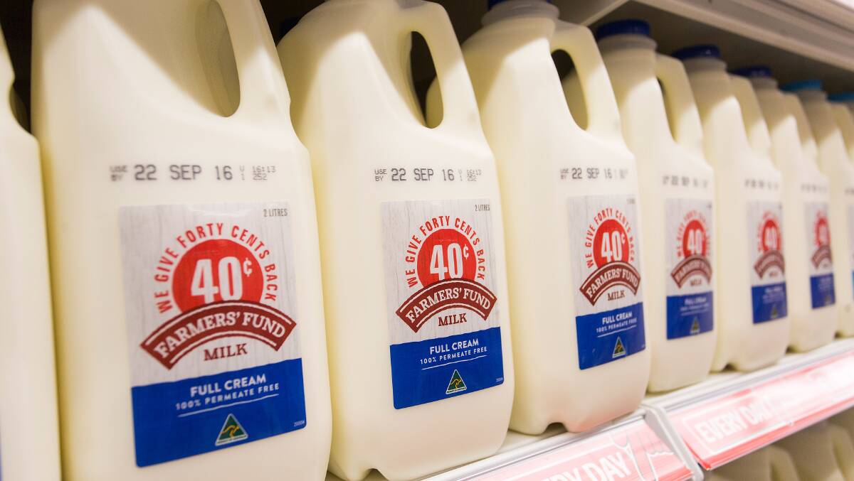 MILK FUND: For every two-litre bottle of Farmers' Fund milk sold at Coles supermarkets across Victoria, 40 cents is contributed to a dairy industry fund.