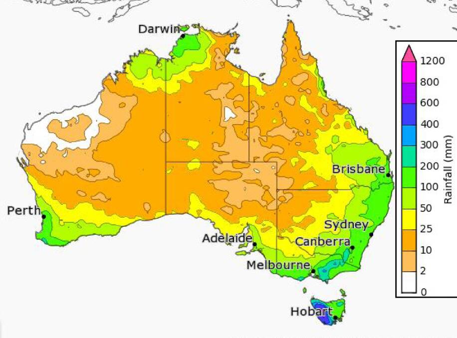 The August 15 map from the Bureau of Meteorology shows the totals that have a 75 per cent chance of eventuating. Figures to be updated later this week will be slightly worse.