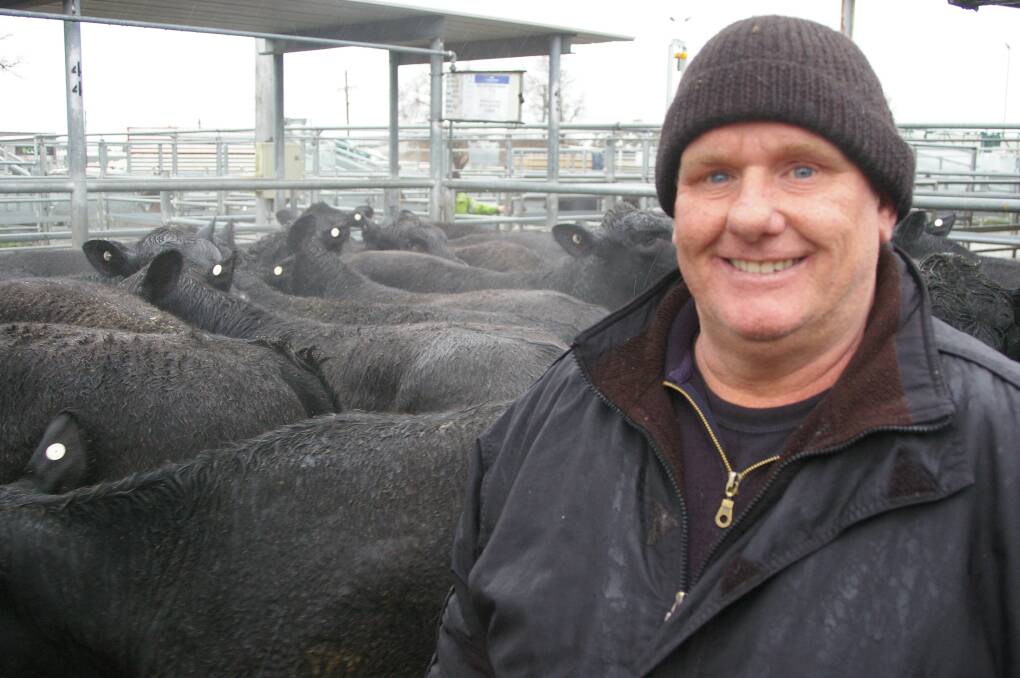 Mt Mercer producer Ian Wiley sells his weaners through the Ballarat store sale. Photo by Murray Arnel