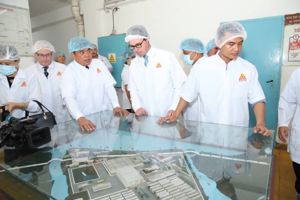 Agriculture and Water Resources Minister David Littleproud during his visit to Vietnam last week which included facilities processing exported Australian cattle.