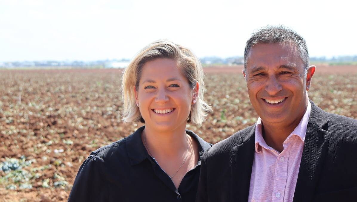 BETTER: Velisha Farms managing director, Catherine Velisha, Werribee South, Vic with RMIT lecturer and workplace safety lawyer, Neil Salvador, agree that work needs to be done to improve Victorian agriculture's performance. 