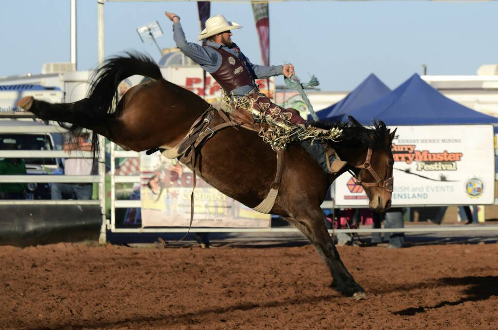 Warwick rider Michael Maher is in 14th place in saddle bronc standings. Picture: Dave Ethell 