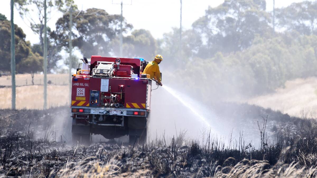 DANGER: A grassfire in a paddock near the Western Highway, between Burrumbeet and Beaufort, on February 4. Picture: Adam Trafford 