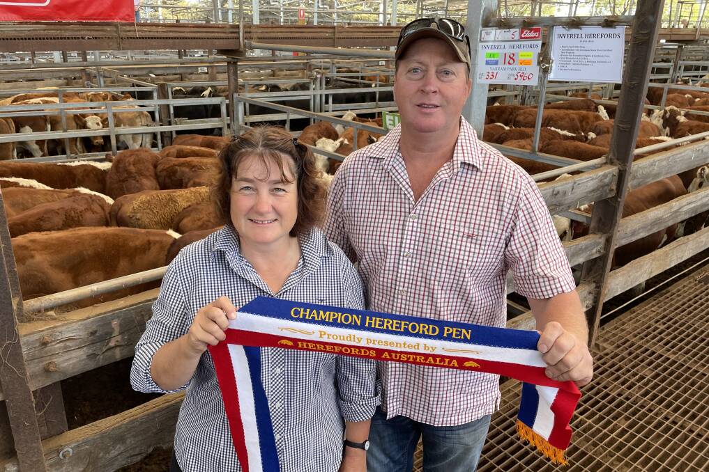 John and Liz Craig, Inverell Herefords, Hamilton, won the best-presented pen of Herefords Australia heifers.