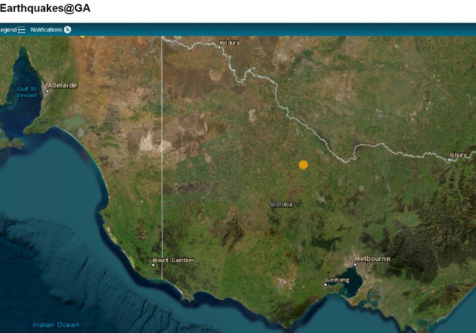 Geoscience Australia map of the earthquake's location.