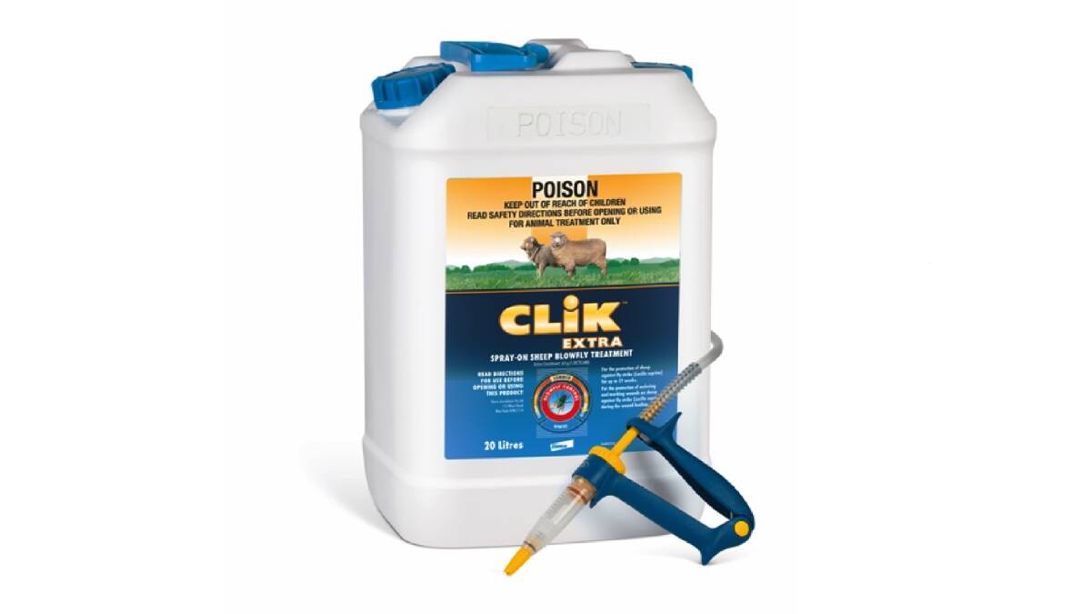 CLiK Extra Spray-On contains 65g/L dicyclanil and protects against flystrike for up to 29 weeks. 