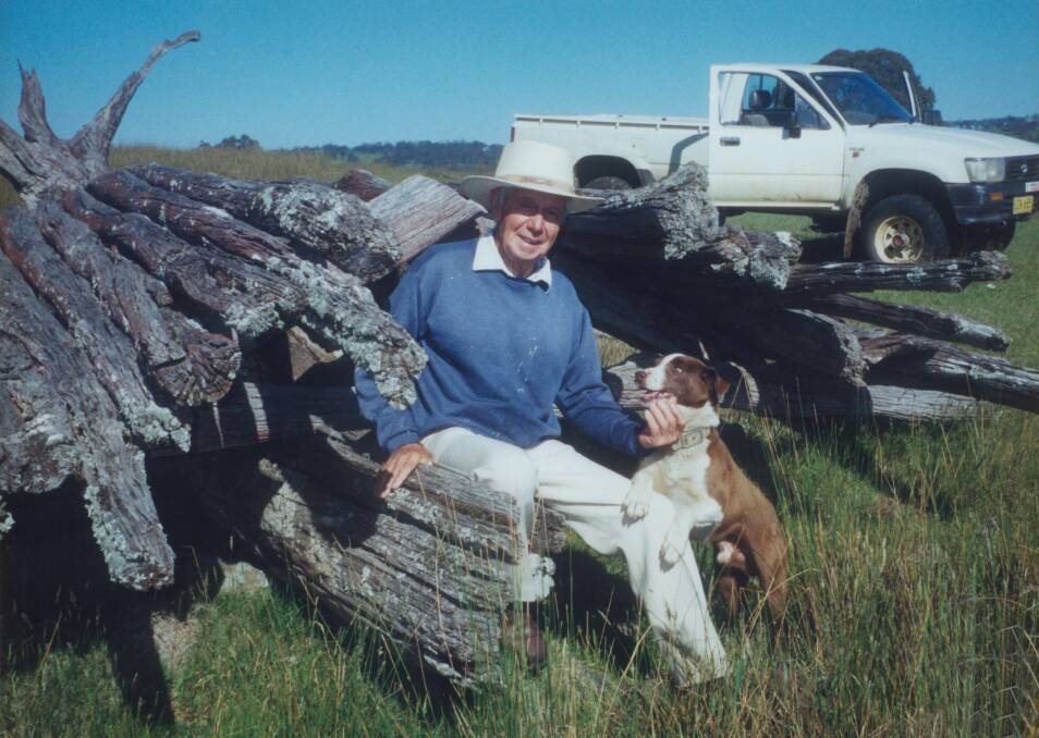 GREAT MATE: Bruce Steel with one of his beloved working dogs. Family members remember he had  a fairly dismissive view of road rules.  
