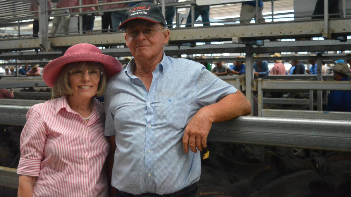 Carmel and Bill Darlow, "Whackadale", Holbrook, at the Barnawartha selling complex near Wodonga.