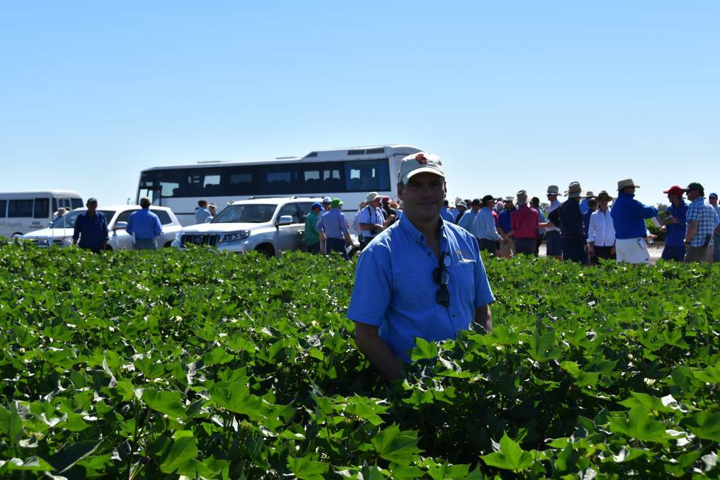 Sundown Pastoral Company's owner, David Statham, at a cotton field day at his Moree property Keytah in 2018. 