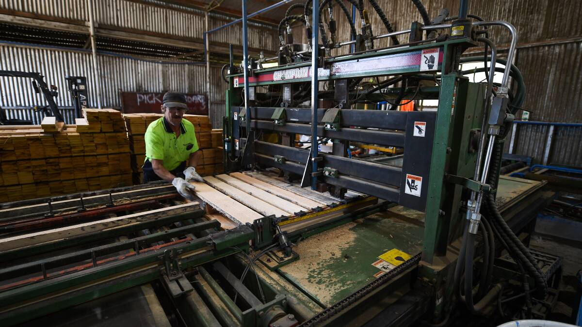 Boards which form parts of pallets produced at Corryong's timber mill will no longer be formed with the factory to close down. Picture by Mark Jesser