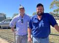 READY: Buyers Simon Prior and Will McCarthy at the Mount Pleasant, SA, sheep market last month.