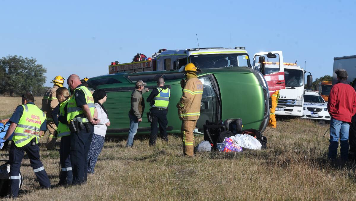 A crash on the Western Freeway on Friday. Picture: Lachlan Bence