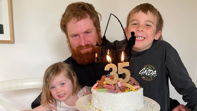 Gippsland stock agent Adam Sutton (middle) died in January after a road collision. His son, Darcy, 6, (right) remains in a critical condition in the Royal Children's Hospital following the collision. Picture supplied