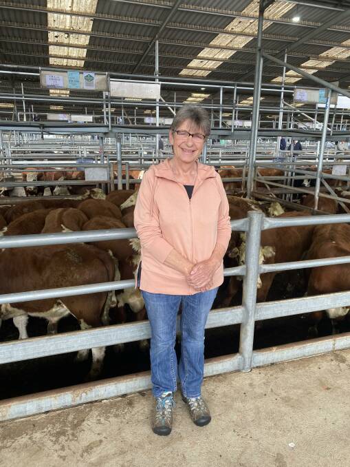 Janine Cooper, Wulgulmerang, sold 32 Hereford steers at Bairnsdale's fortnightly store cattle sale to a top price of 634c/kg.