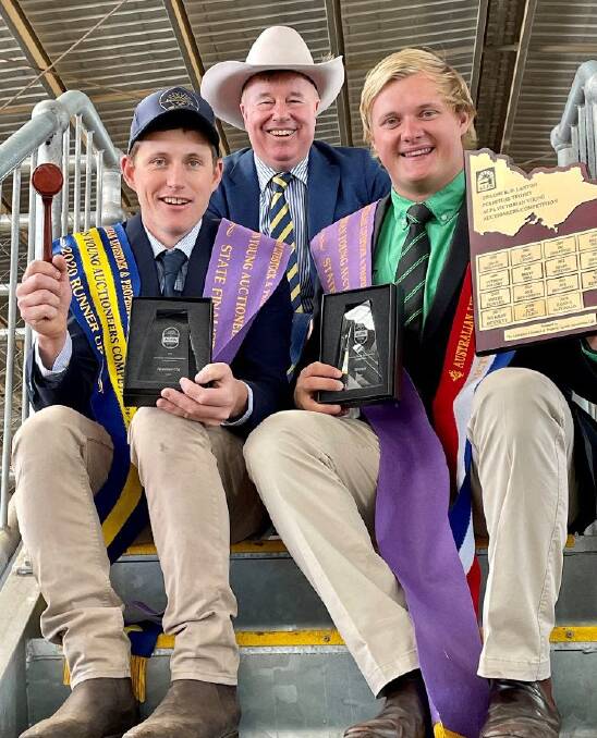 BEST IN THE BUSINESS: Victoria's 2020 ALPA Young Auctioneer Competition runner up Will Schilling, Australian Livestock & Property Agents chief executive Peter Baldwin and winner Jack Ginnane 