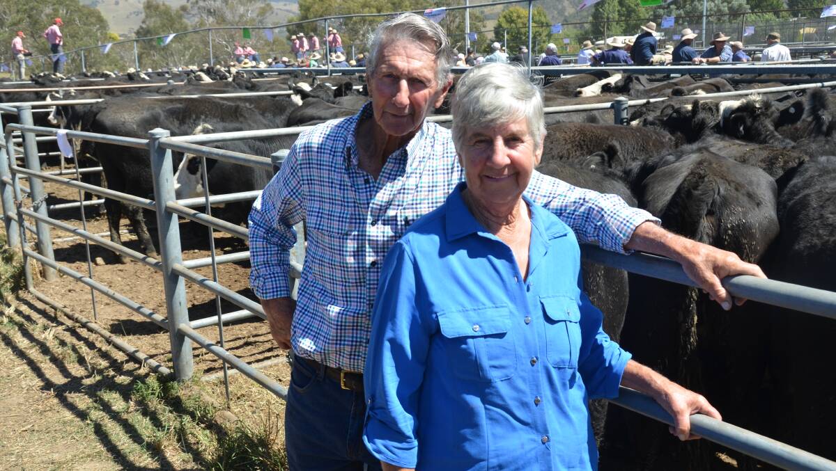 Frank and Dawn Boulton, Dawn-Raine Pty Ltd, Wulgulmerang, were among the largest Mountain Calf Sales vendors, selling 500 calves at Omeo. Picture by Bryce Eishold