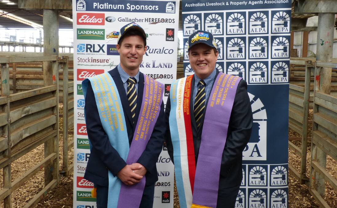 RECOGNISED: Thomas Davies, Rodwells & Co, Wangaratta, has been named the Young Victorian Auctioneer runner-up while Josh McDonald, Saffin Kerr Bowen Rodwells, Warrnambool, was crowned with the top honour.