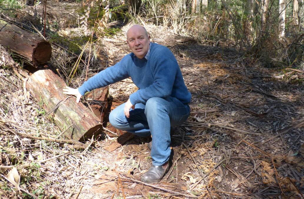 INVASION: Gippsland resident Dominic Bromilow is victim of two on-farm burglaries after crooks cut up fallen logs across disused tracks to access his property.