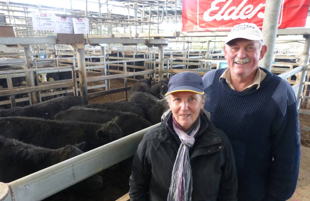 VENDORS: Clare and Rob Jackson, Strzelecki, sold 10 Angus steers at Leongatha's store sale on Friday, weighing an average of 438kg, for $1770 or 404c/kg.