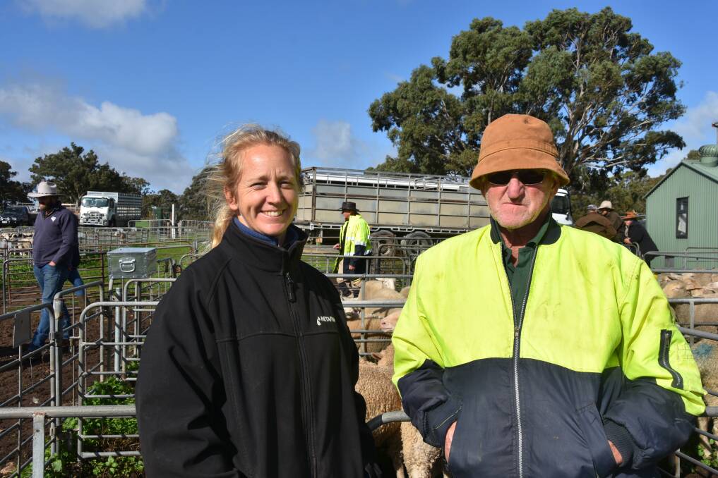 Belinda Arnold, Waikerie, SA, sold some lambs at the Mount Pleasant, SA, sheep sale last week with the help of Noel Jackson, Murray Bridge, SA. Picture by Liam Wormald 