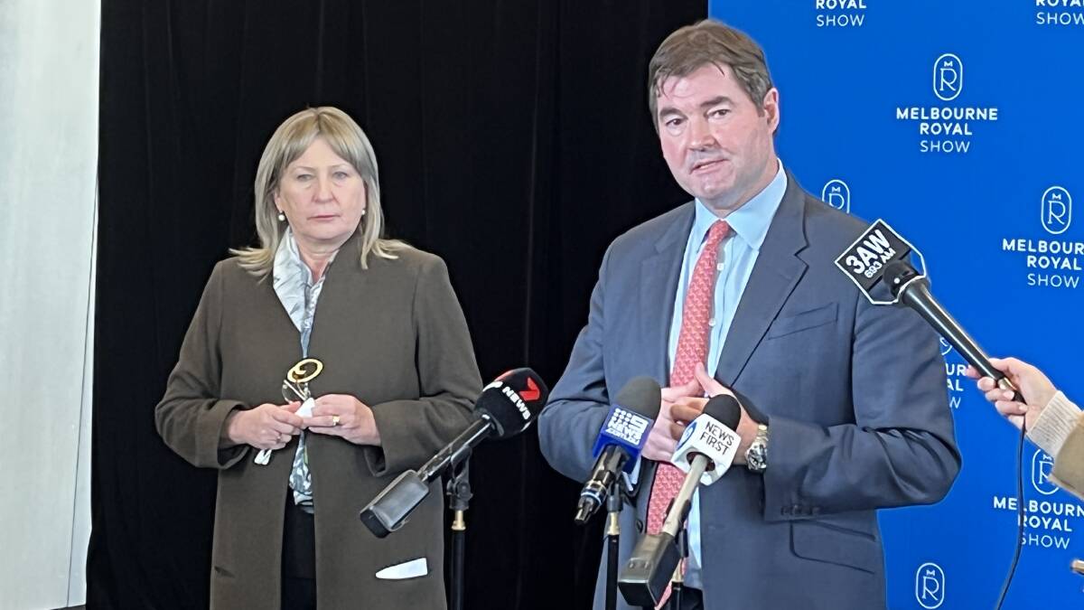 LAUNCH: Agriculture Minister Gayle Tierney and Victoria's chief vetinary officer Graeme Cook in Melbourne on Thursday.