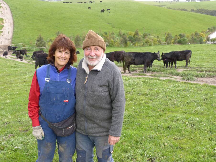 SUSTAINABLE FARMING: Wife and husband team Annie and Paul Chisholm, Archies Creek, north of Wonthaggi, say a beef program to source and promote natural grass-fed beef has improved the quality and demand of their product. 