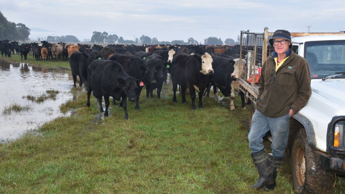 SOAKED: Alan Paulet pictured at his Glengarry farm near Traralgon during the Gippsland floods in June 2021.
