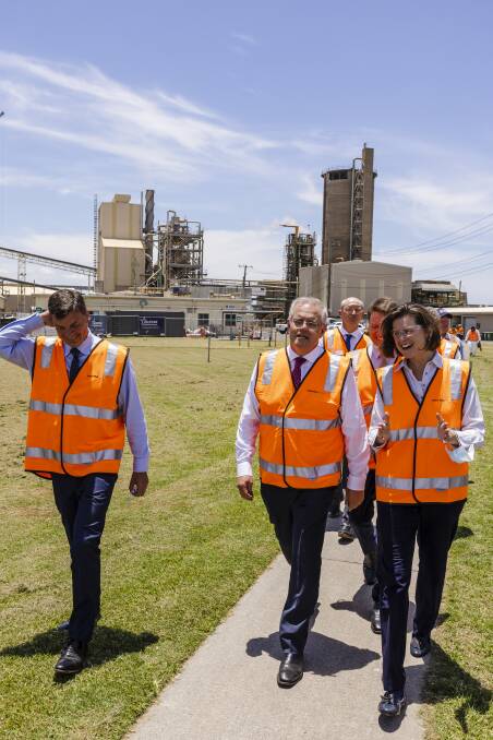 UPDATE: Industry, Energy and Emissions Reduction Minister Angus Taylor and Prime Minister Scott Morrison toured the Gibson Island plant with Incitec Pivot Limited managing director and chief executive Jeanne Johns in December. 