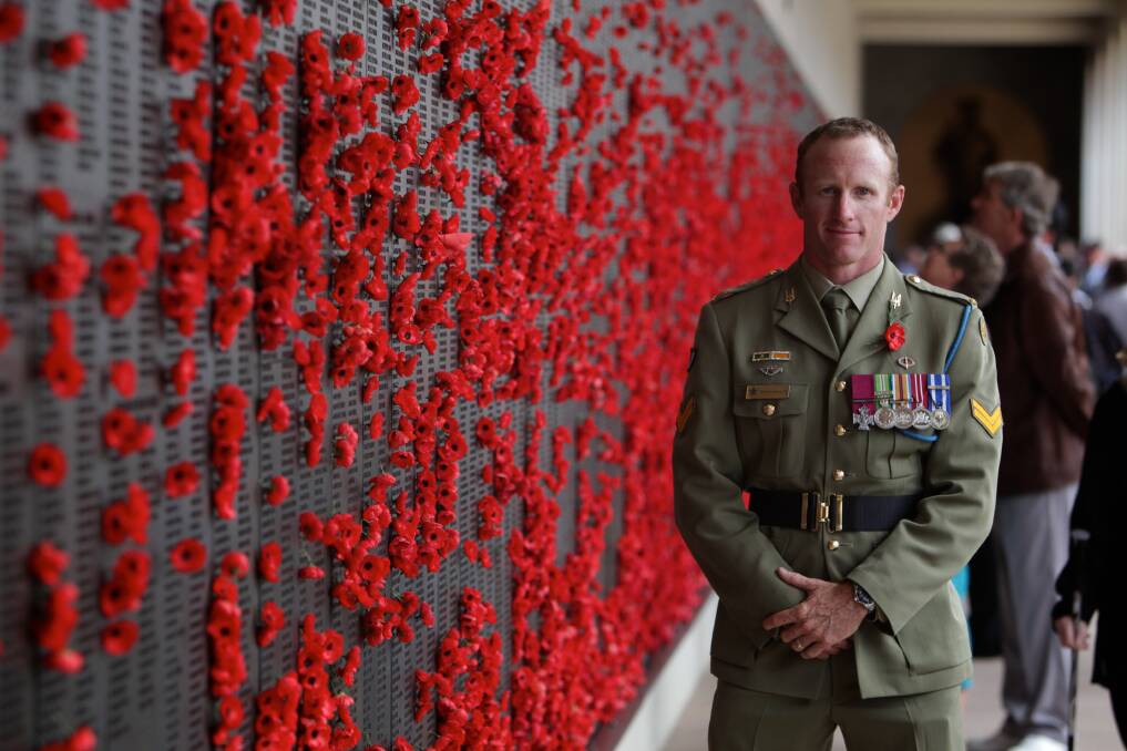 Corporal Mark Donaldson VC at the 2011 Remembrance Day National Ceremony at the Australian War Memorial in Canberra. Photo: Alex Ellinghausen