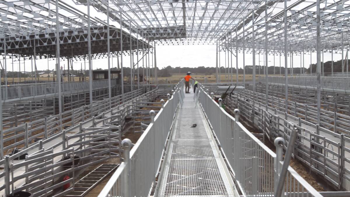 Opening soon: The new Western Victoria Livestock Exchange at Mortlake, opening in January, will have a roof the size of the MCG and 400 selling pens made up of 6000 pen panels. 