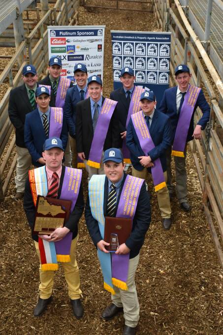 WINNERS ARE GRINNERS: The 2018 Young Auctioneers Competition winner Joe Allen, Elders, and runner-up Joshua McDonald, SKB Rodwells, with the other eight finalists.