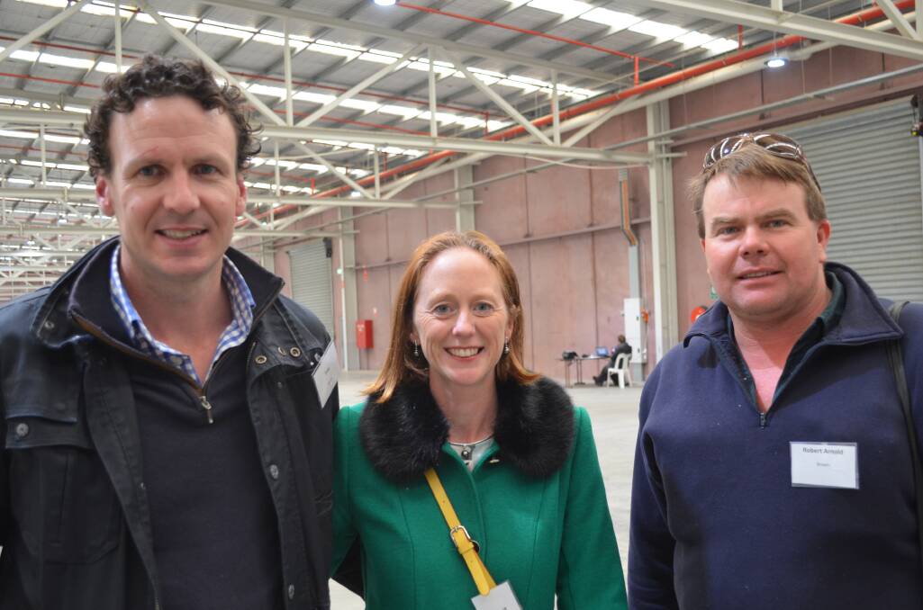 Speakers at the Bestwool/Bestlamb conference included Troy and Nette Fischer, Wasleys, South Australia, pictured with delegate Robert Brown, Moorilim near Shepparton.