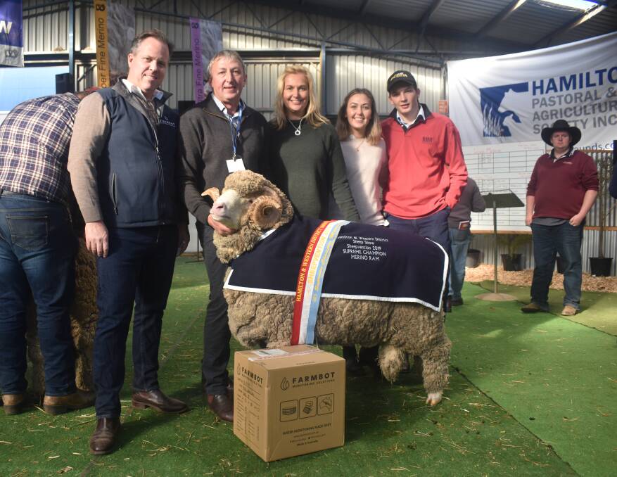 BEST RESULT: Sponsor Farmbot with breeders of the supreme champion Merino at this year's Sheepvention, Trevor, Kathy, Rachael and Jacob Mibus, Glearaq stud, Dunkeld.