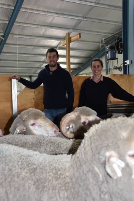 TAKING PART: Bernie and sister Elise Kealy, Curlew Merino, Edenhope, recommend Sheep Week as a way of displaying what your genetics will produce.