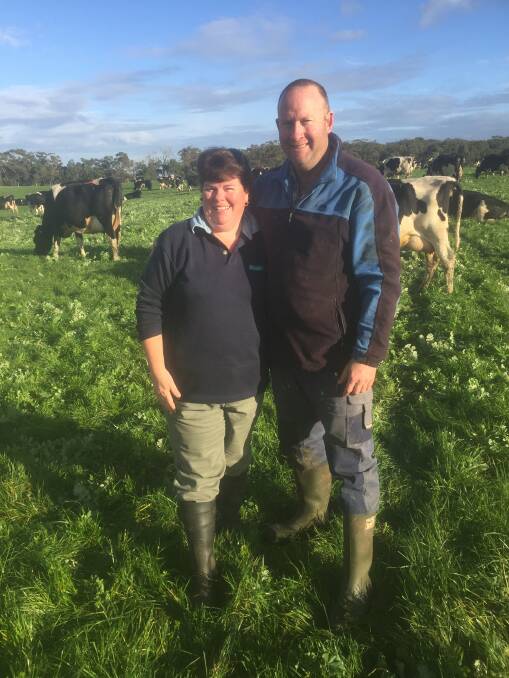 PRODUCTION UP: WestVic Dairy chair Simone Renyard, who dairy farms with husband Nick, says the exceptional season had a lot to do with the rise in milk production in western Victoria.