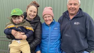 WETHER WATCH: Alby, 2, and Gabrielle Smart, Echunga, SA, were at Mount Pleasant, SA, selling wethers, with Janet and Michael Allen, Warrawee Park, Keith, SA.